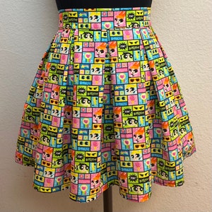 Handmade Skirt with POCKETS! Printed Pleated High Waisted Skater Skirt Made with Power Puff Girls Fabric