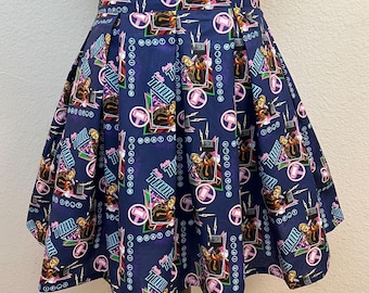 Handmade Skirts with POCKETS! Printed Pleated High Waisted Skater Skirt Made with Marvel Party Thor Fabric