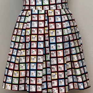 Handmade Skirt with POCKETS Printed Pleated High Waisted Skater Skirt Made with Colorful Chemistry Periodic Table Fabric image 1