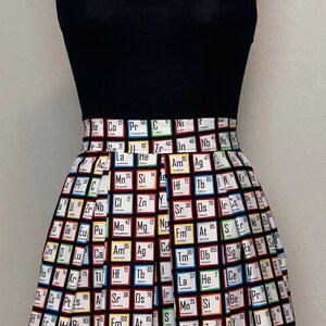 Handmade Skirt with POCKETS Printed Pleated High Waisted Skater Skirt Made with Colorful Chemistry Periodic Table Fabric image 2