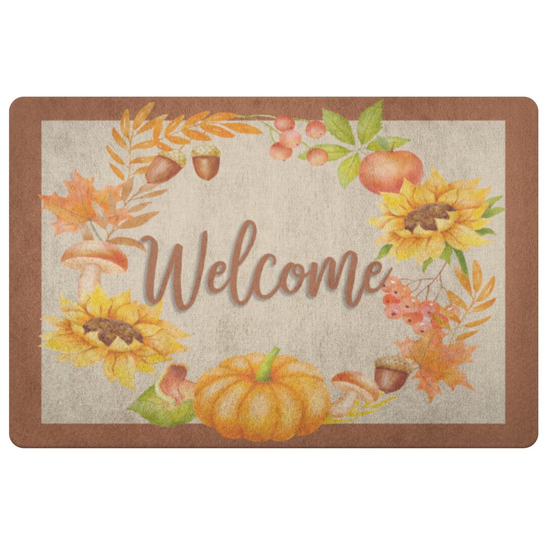 Fall Door Mat Fall Pumpkin Doormat Pumpkin Etsy