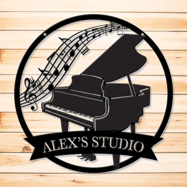 Piano Studio Metal Sign, Musician Sign, Music Gift, Personalized Music Sign, Piano Teacher Sign, Music Studio Name Sign