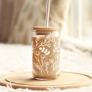 Personalized Glass Can Tumbler with Lid and Straw – Plant Box Co