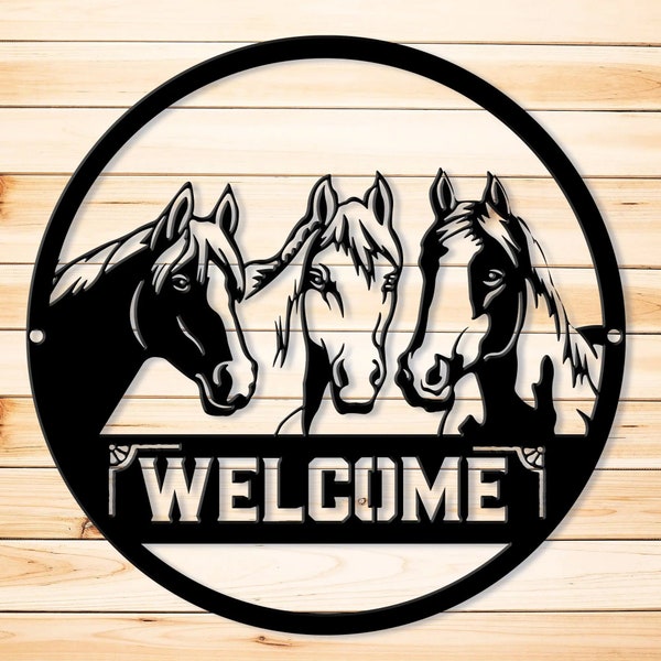 Horse Welcome Metal Sign, Horse Farm Sign
