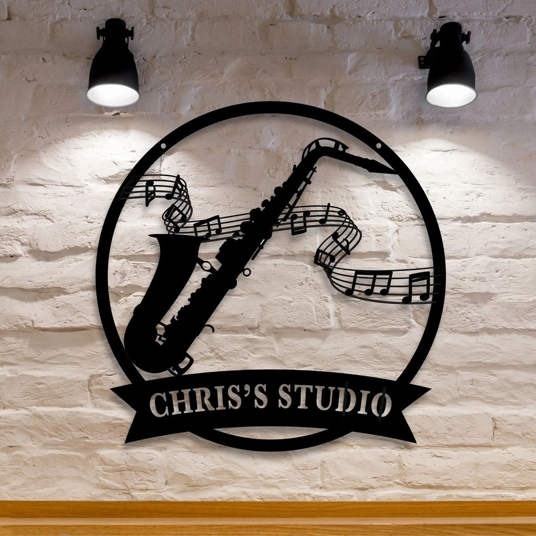 Saxophone Studio Metal Sign, Musician Gift, Saxophone Player Gift