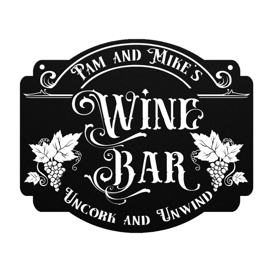 Personalized Metal Wine Bar Sign Home Bar Sign Gift for Etsy
