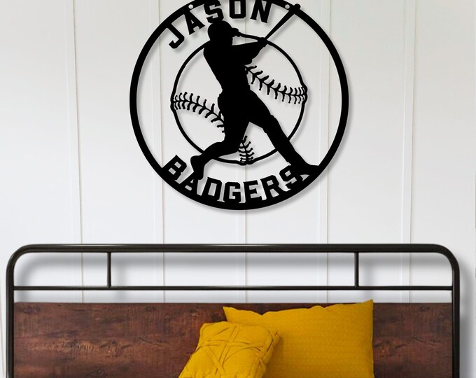 Personalized Baseball Player Metal Sign, Baseball Name Sign, Gift for Baseball Player, Custom Gift for Boyfriend Son Coach