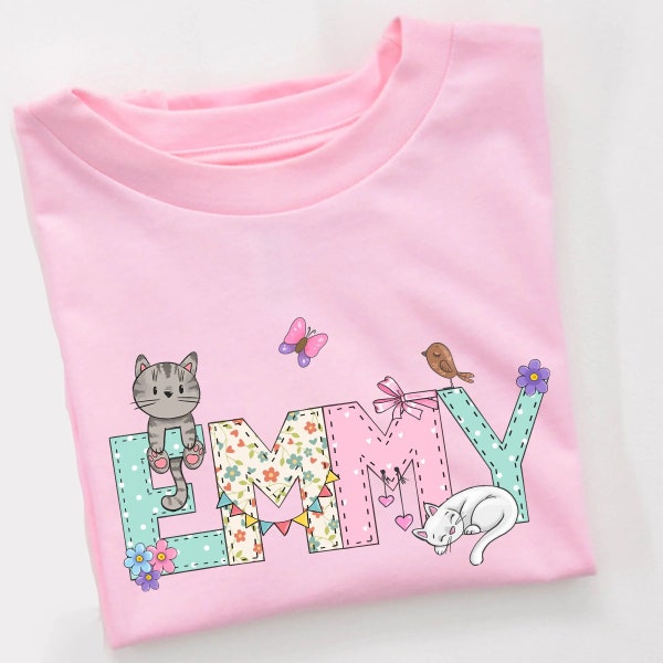 Spring Cats Personalized Toddler Short Sleeve Tee, Long Sleeve, Infant, Youth, Custom Kids Shirt, Girls Kitten Shirt, Toddlers Cat Shirt