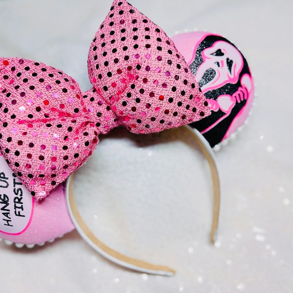 Pink Ghostface Ears| Disney Ears| Minnie Mouse Ears| Disney Accessories|