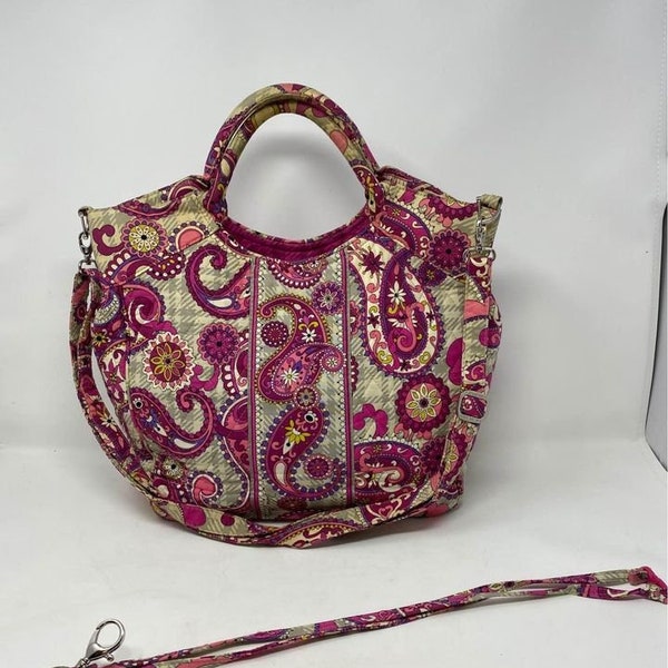 Vera Bradley Paisley Meets Plaid Tote with Crossbody Strap (laynard included with bag)
