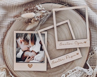 Polaroid Rahmen Bester Papa Bester Opa | Fotorahmen Holz Geschenk Vatertag Vatertagssgeschenk  Geschenkidee Papa Vatertag Personalisiert