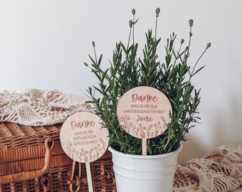 Holz Blumenstecker 'Danke Dass Du Mir Beim Wachsen Geholfen Hast' - Set Mit 4 Stück Für Kita Abschied