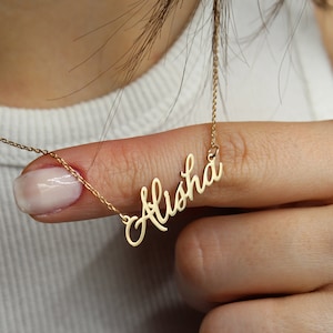 Custom 14K Gold Name Necklace, 14K Gold Name Necklace ,Personalized Mom Necklace, Name Necklace Gold, Birthday Gift, Gift for mom, Gift Her