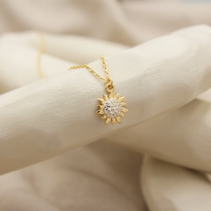 14K Gold Sun Necklace – Minimalist Celestial Pendant Jewelry – Dainty Everyday Necklace – Gift for Her Birthday or Anniversary