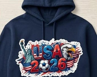 USA 2026 PNG Digital Download, Soccer Sublimation Design, Bald Eagle Statue of Liberty Clipart, American Football Tournament DTF Graphic