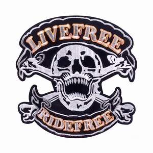 Live Free Ride Free Skull Biker Patch Embroidery Design (Digital Download)