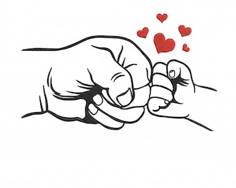 Father and Baby Pinky Promise PNG, Dad and Child Fist Bump Sublimation, Father’s Day Digital Download, Parent Child Clipart