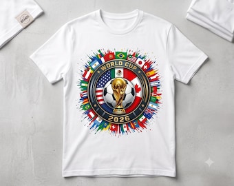 World Cup 2026 Soccer Design, Host Nations Flags, Watercolor Splatter Fan Shirt (DTF, PNG, SVG)