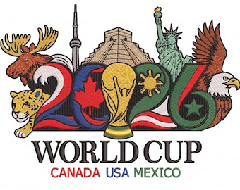 World Cup 2026 Embroidery Design – Canada USA Mexico Logo (3 Sizes)
