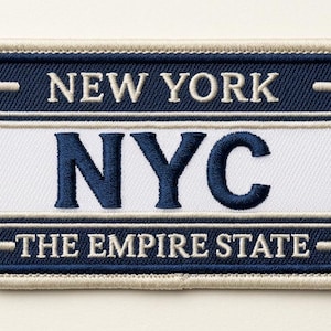New York City License Plate Embroidery Design - Empire State Machine Pattern - 3 Sizes - PES DST JEF Digital Download