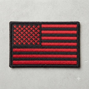 Red Black American Flag Embroidery Design – Tactical Apparel Patch (Digital Download)