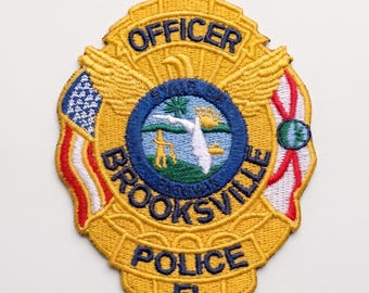 Brooksville Florida Police Badge Embroidery - FL Officer Crest - 3 Sizes - Emb Pes Dst Jef