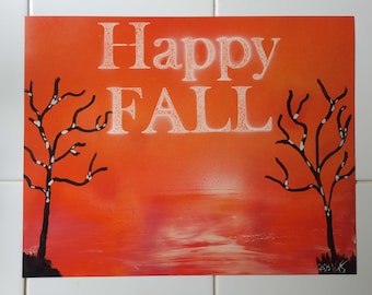 Happy Fall Spray Paint Art Painting #83