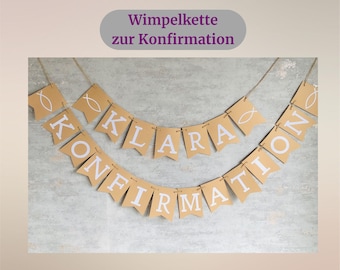 Girlande Konfirmation, personalisierte Girlande, Banner Konfirmation, Deko Konfirmation, Girlanden, Fahnen & Wimpel, Wimpelkette mit Namen