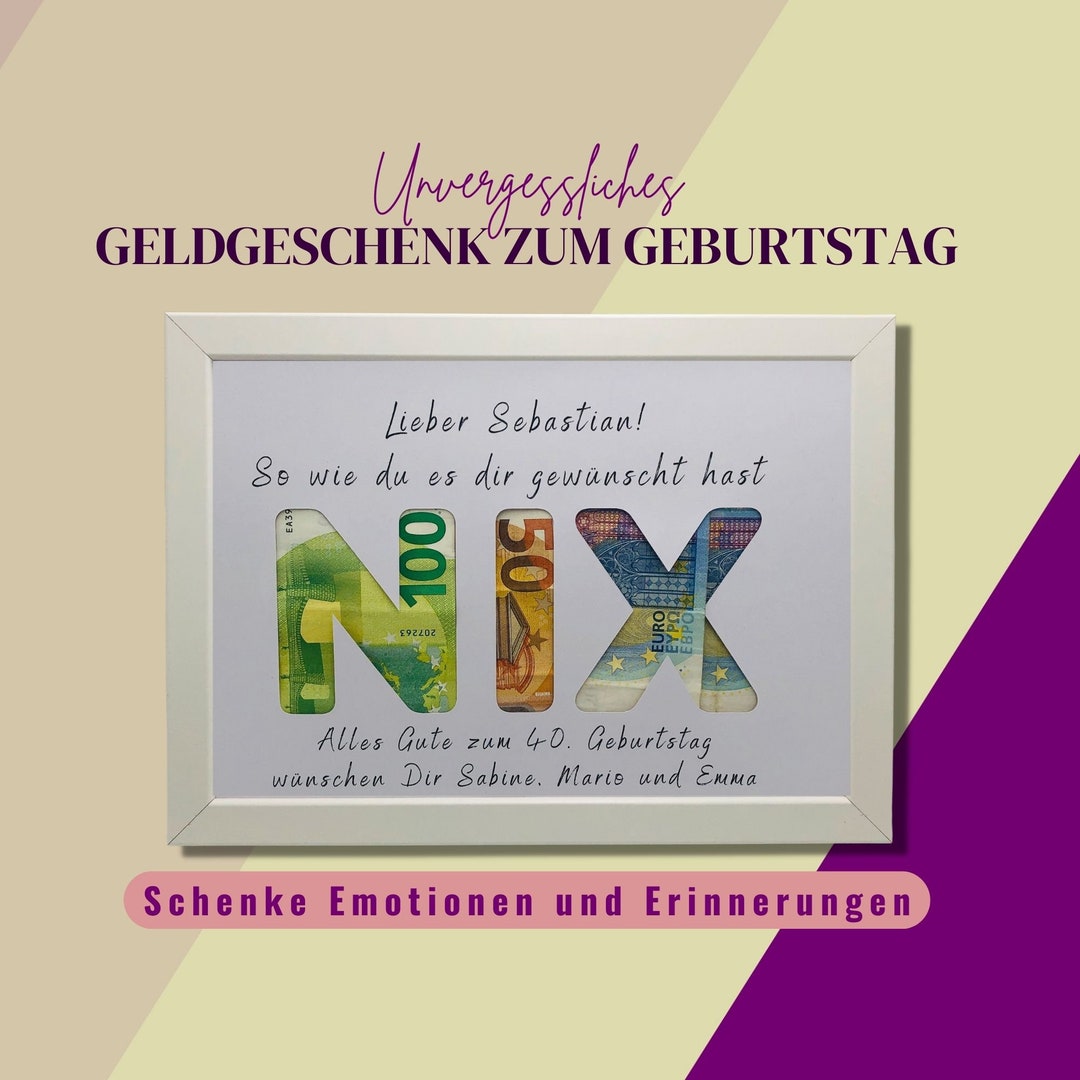 Geldgeschenk zum Geburtstag, Geburtstag Geschenk nix, lustige