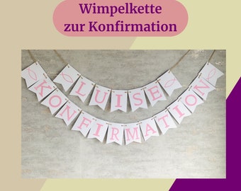 Girlande Konfirmation, personalisierte Girlande, Banner Konfirmation, Deko Konfirmation Mädchen, Girlanden, Fahnen & Wimpel, Wimpelkette