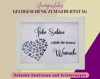 Wunscherfüller, Geldverpackung Geburtstag, personalisierte Geldverpackung, Gutschein verschenken, Wunsch erfüllen