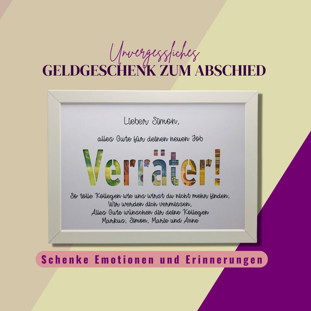 Geldgeschenk zum Abschied Kollege / Kollegin, lustige Sprüche zum