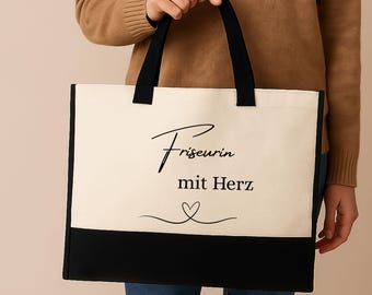 Shopping bag made of durable fabric – personalizable with name or saying – Teacher with heart