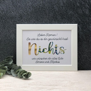 Geldgeschenk Geburtstag, Geldverpackung Geburtstag, Geldgeschenk nichts, Glückwunschkarte zum Geburtstag personalisiert, keine Wünsche