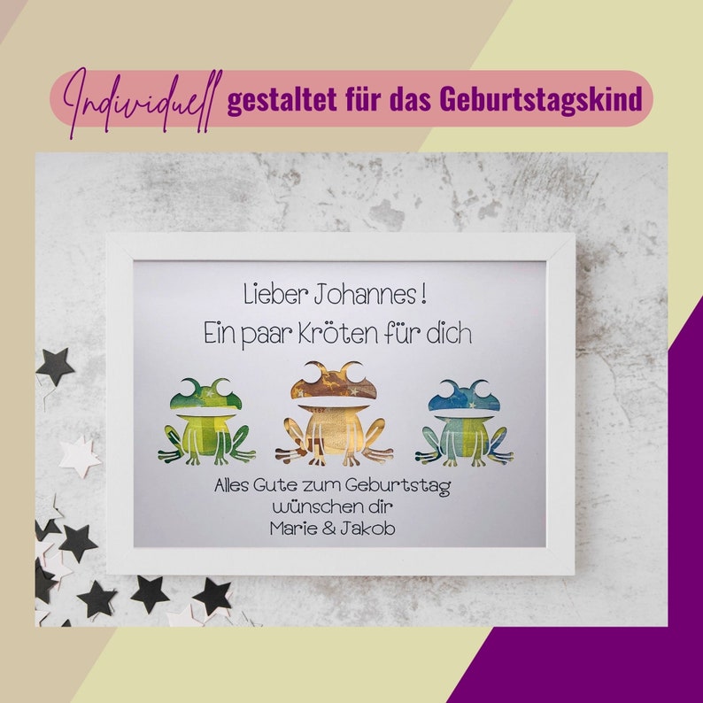 Geldgeschenk zum Geburtstag, Bilderrahmen Geldgeschenk