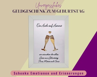 Geldgeschenk Geburtstag für die Frau, Geschenk für die Frau personalisiert, originelles Geschenk für die Frau zum Geburtstag