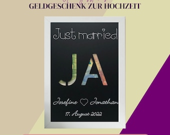 Geldgeschenk Hochzeit, Geldgeschenk nett verpackt zur Hochzeit, Hochzeitsgeschenk Rahmen, personalisiertes Geldgeschenk