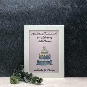 Geldgeschenk Geburtstag, Geld verschenken Bilderrahmen personalisiert, Torte aus Geldscheinen, Geld verschenken, Glückwünsche personalisiert