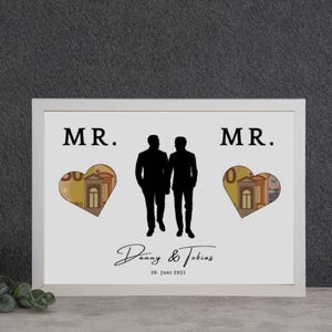 Geldgeschenk gleichgeschlechtliche Ehe personalisiert, Geschenk für zwei Männer, personalisiertes Geschenk für schwules Paar zur Hochzeit