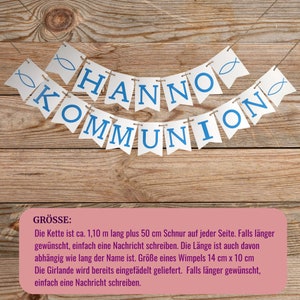 Girlande Kommunion, personalisierte Girlande, Banner Kommunion, Deko Kommunion Junge, Girlanden, Fahnen & Wimpel, Wimpelkette mit Namen Bild 3