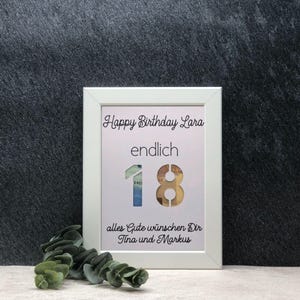 Geldgeschenk 18. Geburtstag, Geldgeschenkverpackung personalisiert, Geld nett verpackt, Geschenk zum 18. Geburtstag, Gutschein zum 18.