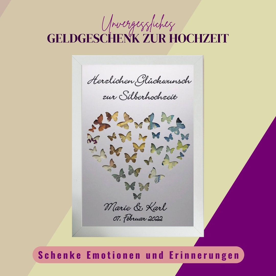 Geldgeschenk Silberhochzeit Geschenk zur silbernen Hochzeit Etsy.de