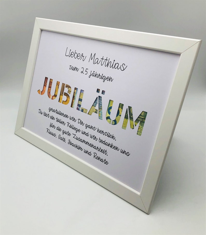 Geldgeschenk zum Jubiläum, originelles Geldgeschenk zum Jubiläum, Geschenk Betriebsjubiläum, Mitarbeitergeschenke Jubiläum Bild 5