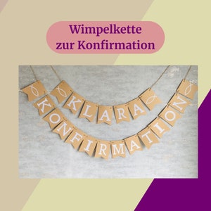 Girlande Konfirmation, personalisierte Girlande, Banner Konfirmation, Deko Konfirmation, Girlanden, Fahnen & Wimpel, Wimpelkette mit Namen Bild 1