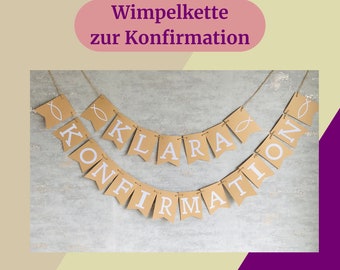 Girlande Konfirmation, personalisierte Girlande, Banner Konfirmation, Deko Konfirmation, Girlanden, Fahnen & Wimpel, Wimpelkette mit Namen