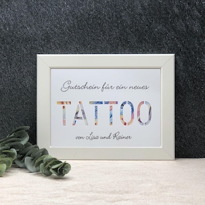 Geldgeschenk Geburtstag personalisiert , Geld für Tattoo verschenken, Geldgeschenk für Tattoo, Tattoo Geld verschenken