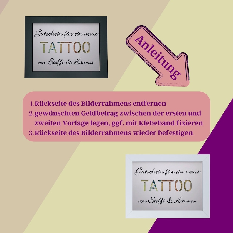 Geldgeschenk Geburtstag personalisiert , Geld für Tattoo verschenken, Geldgeschenk für Tattoo, Tattoo Geld verschenken Bild 7