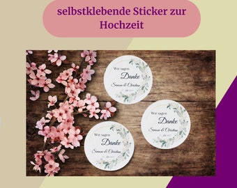 personalisierte Sticker Hochzeit, Danke schön Aufkleber, Gastgeschenk Aufkleber, Aufkleber Dankeschön, Gastgeschenk Sticker