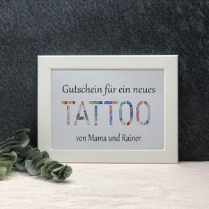 Tattoo voucher, gift idea tattoo, cash gift for birthday, personalized voucher, gift idea, tattoo Christmas