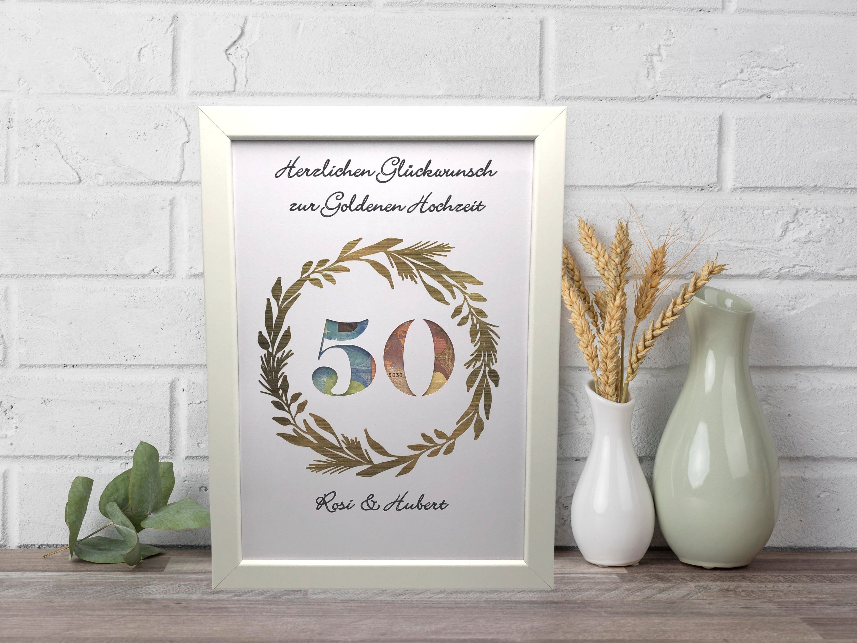 Geldgeschenk zur goldenen Hochzeit Bilderrahmen goldene Etsy.de